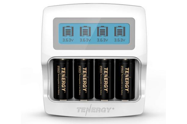 Tenergy 4-slot RCR123A Charger + 4 x Tenergy RCR123A Batteries (ARLO Certified)