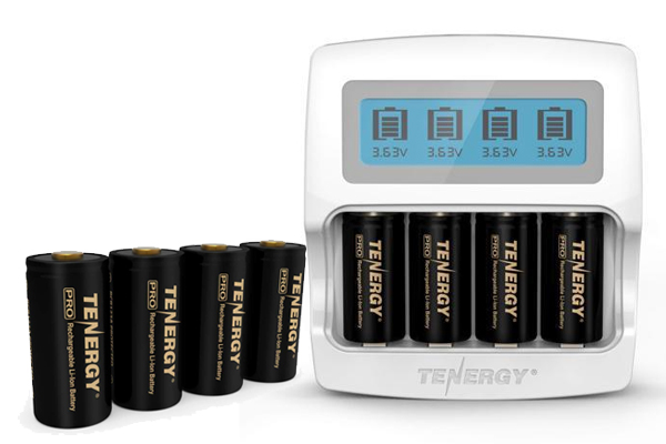 Tenergy 4-slot RCR123A LCD Charger + 8 x Tenergy RCR123A Batteries (ARLO Certified)