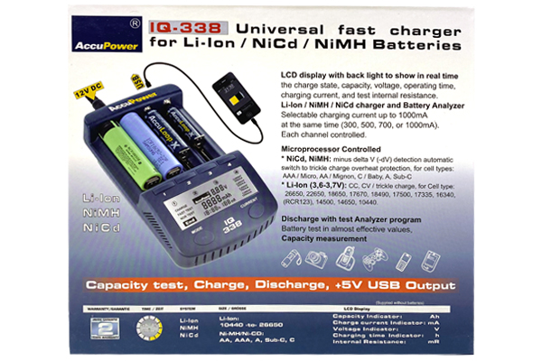IQ-338 Universal LCD Smart Charger / Analyzer (Charges Li-Ion, NiCd & NiMH)