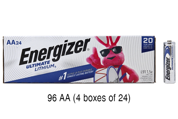 96 x  AA Energizer Ultimate Lithium (L91) 1.5 Volt Batteries