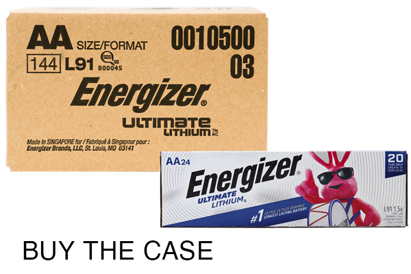 Case of AA Energizer Ultimate Lithium L91 Batteries (6 Boxes of 24)