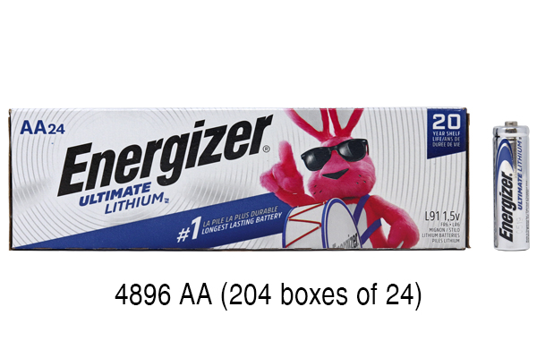 4896 x  AA Energizer Ultimate Lithium (L91) 1.5 Volt Batteries