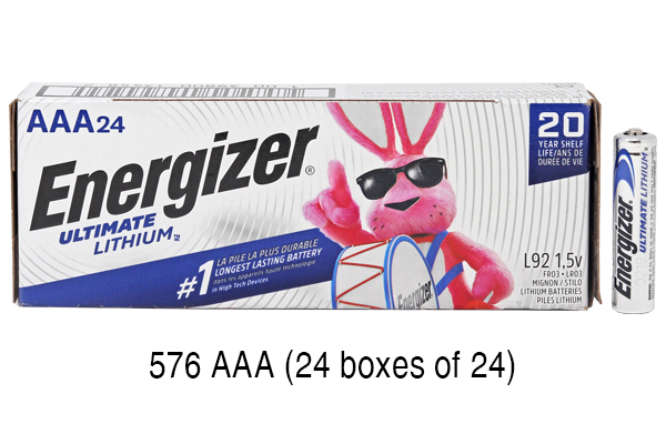 576 x AAA Energizer Ultimate Lithium (L92) Batteries