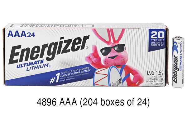 4896 x AAA Energizer Ultimate Lithium (L92) Batteries