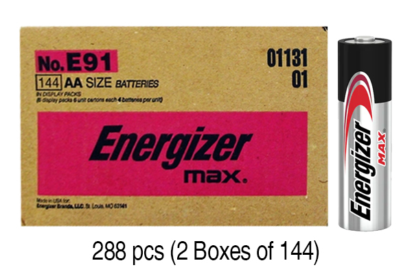 288 x AA Energizer Max Alkaline Batteries (E91)