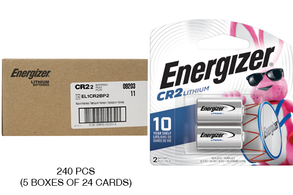 240 x Energizer CR2 3 Volt Lithium Batteries (120 Cards of 2)