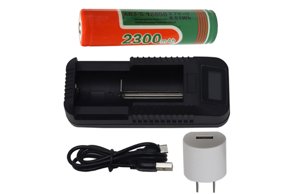 1-Slot Li-Ion Charger w/ LCD Display + 18650 3.6 Volt 2300 mAh Li-Ion Battery