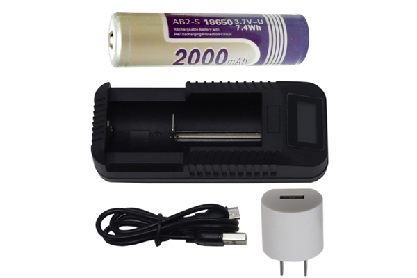 1-Slot Li-Ion Charger w/ LCD Display + 18650 3.6 Volt 2000 mAh Li-Ion Battery