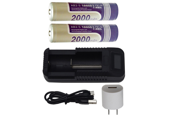 1-Slot Li-Ion Charger w/ LCD Display + 2 x 18650 3.6 Volt 2000 mAh Li-Ion Batteries