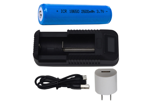 1-Slot Li-Ion Charger w/ LCD Display + 18650 3.6 Volt 2600 mAh Li-Ion Battery