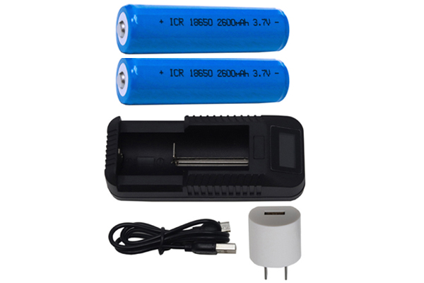 1-Slot Li-Ion Charger w/ LCD Display + 2 x 18650 3.6 Volt 2600 mAh Li-Ion Batteries