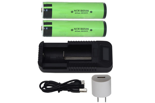 1-Slot Li-Ion Charger w/ LCD Display + 2 x 3.7 Volt Panasonic 18650 Lithium Ion 3400mAh Button Top Batteries