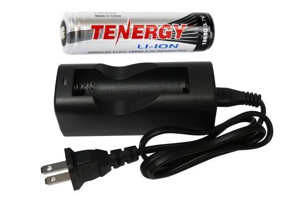 Li-Ion Charger (Single Slot) + Tenergy 18650 3.6v 2600 mAh li-ion w/ PCB