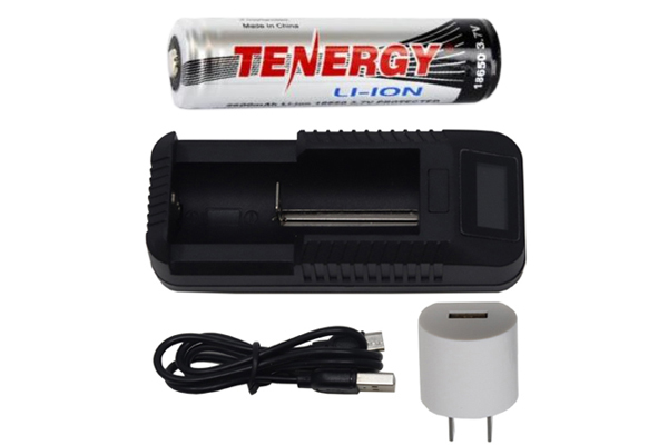 1-Slot Li-Ion Charger w/ LCD Display + Tenergy 18650 3.6v 2600 mAh li-ion w/ PCB