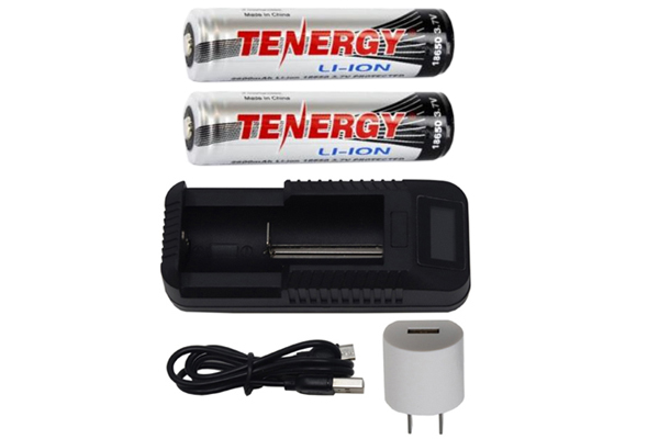 1-Slot Li-Ion Charger w/ LCD Display + 2 x Tenergy 18650 3.6v 2600 mAh li-ion w/ PCB