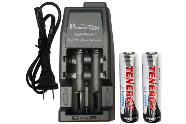 Li-Ion Charger (2 Slot) + 2 x Tenergy 18650 3.6v 2600 mAh li-ion w/ PCB