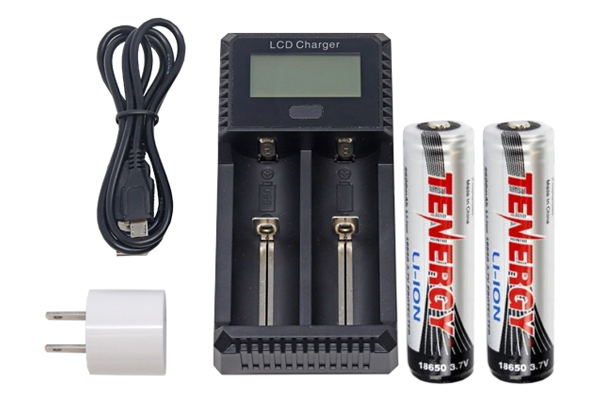 2-Slot Fast Battery Charger + 2 x Tenergy 18650 3.6v 2600 mAh li-ion w/ PCB