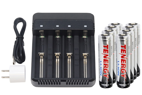 4-Slot Li-ion Battery Charger + 8 x Tenergy 18650 3.6v 2600 mAh li-ion w/ PCB
