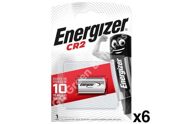 6 x Energizer CR2 3 Volt Lithium Batteries (1 Card)