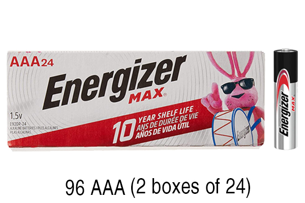 96 x AAA Energizer MAX (E92) Alkaline Batteries
