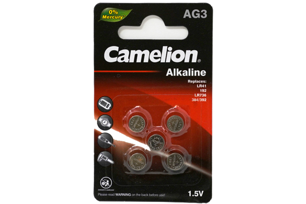 LR41 / AG3 Camelion Alkaline Button Batteries (5 Pack)