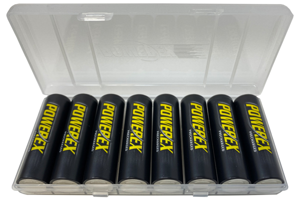 8 x AA NiMH Powerex Rechargeable Batteries (2600 mAh) with Battery Case