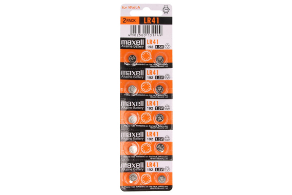 10 x LR41 / AG3 Maxell Alkaline Button Batteries