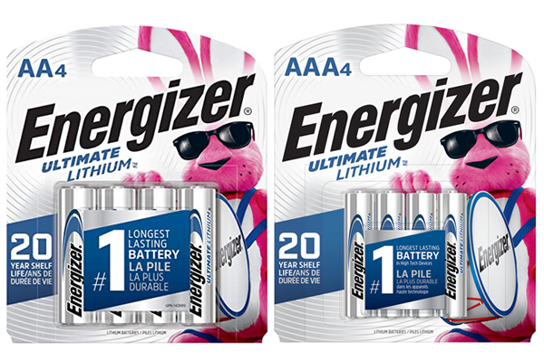 4 x AA (L91) & 4 x AAA (L92) Energizer Ultimate Lithium Batteries