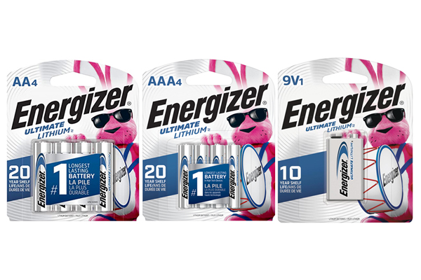 4 x AA (L91) & 4 x AAA (L92) & 9 Volt Energizer Ultimate Lithium Batteries