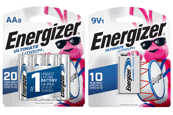 8 x AA (L91) & 9 Volt Energizer Ultimate Lithium Batteries