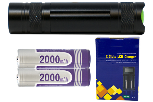 Cree XP-E LED - 220 Lumens Flashlight (S06) + 2 x 18650 2000mAh Rechargeable Battery + Charger