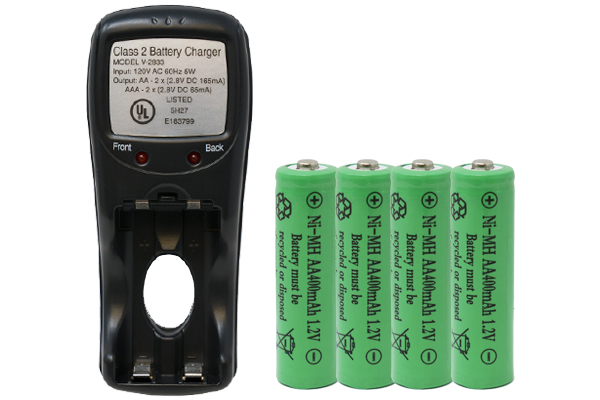 V-2833 AA & AAA Battery Charger + 4 AA (400 mAh) NiMH Batteries