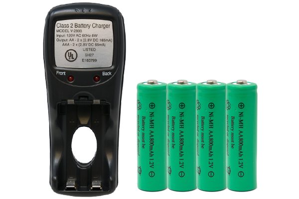 V-2833 AA & AAA Battery Charger + 4 AA (800 mAh) NiMH Batteries