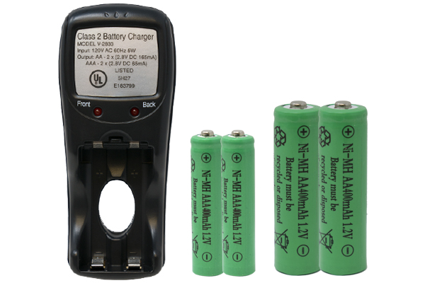 V-2833 AA & AAA Battery Charger + 2 AAA (400 mAh) + 2 AA (400 mAh) NiMH Batteries