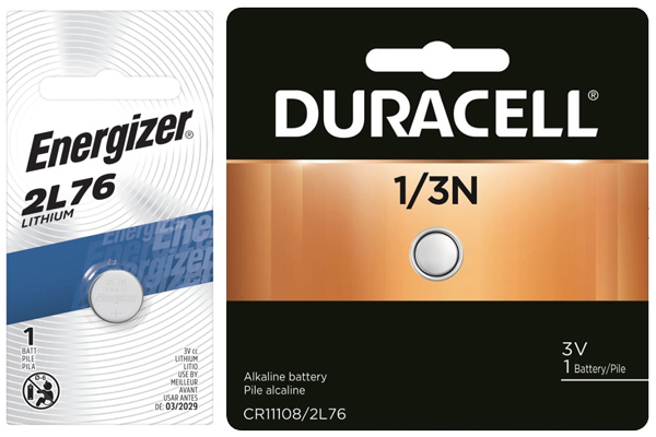 1 x Energizer + 1 x Duracell  2L76 (CR1/3N) 3 Volt Lithium Batteries