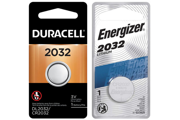 1 x Energizer + 1 x Duracell CR2032/DL2032 3 Volt Lithium Coin Cell Batteries