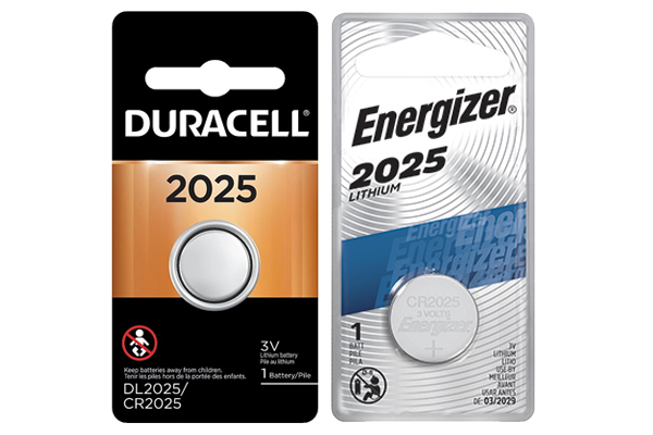 1 x Energizer + 1 x Duracell CR2025/DL2025 3 Volt Lithium Coin Cell