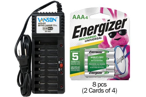 V-868 8 Bay AA & AAA Charger + 8 AAA (700 mAh) NiMH Energizer Batteries