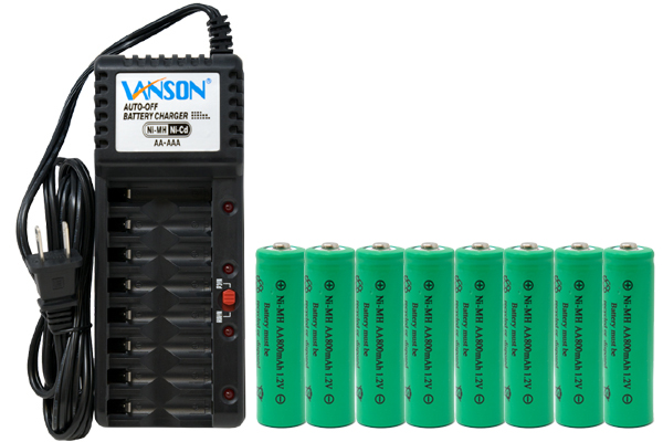 V-868 8 Bay AA & AAA Charger + 8 AA (800 mAh) NiMH Batteries