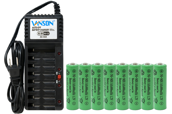 V-868 8 Bay AA & AAA Charger + 8 AA (400 mAh) NiMH Batteries