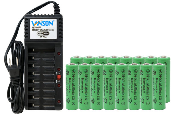 V-868 8 Bay AA & AAA Charger + 16 AA (400 mAh) NiMH Batteries