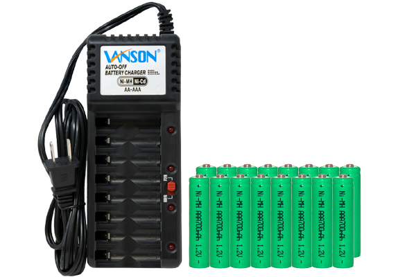 V-868 8 Bay AA & AAA Charger + 16 AAA (700 mAh) NiMH Batteries