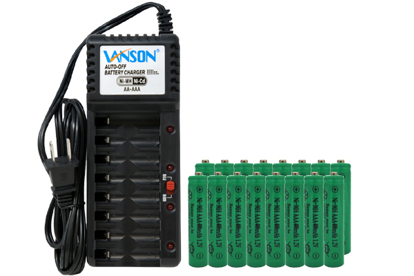 V-868 8 Bay AA & AAA Charger + 16 AAA (400 mAh) NiMH Batteries