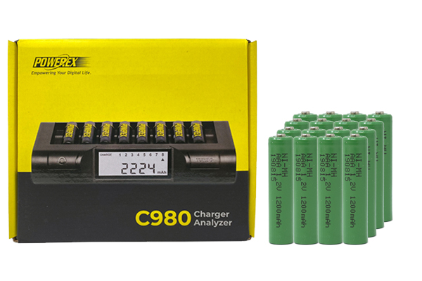 Powerex C980 Smart Charger & 16 AAA NiMH Batteries (1200 mAh)