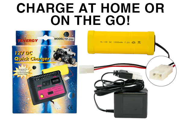 7.2 Volt NiCd Battery Pack (1500 mAh) + Wall Charger + Car Charger