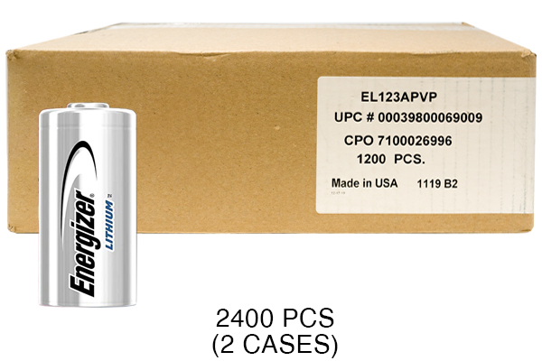 2400 x Energizer CR123A 3 Volt Lithium Batteries (CR17345)