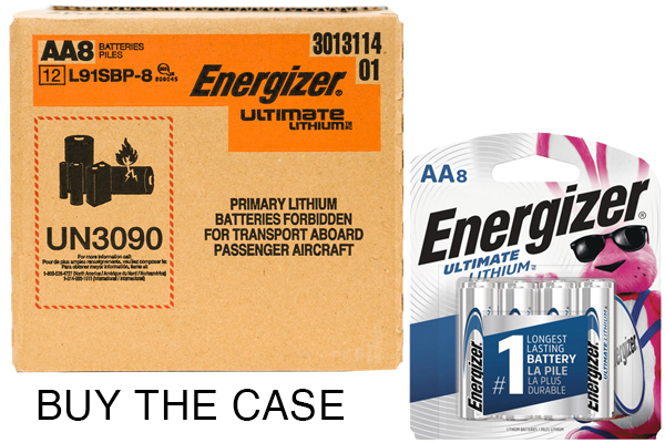 Case of AA Energizer Ultimate Lithium L91SBP-8 Batteries (12 Cards of 8)