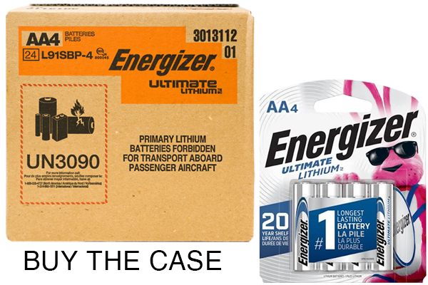 Case of AA Energizer Ultimate Lithium L91SBP-4 Volt Batteries (24 Cards of 4)
