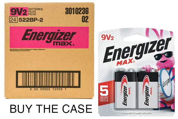 Case of 9 Volt Energizer MAX 522BP2 Alkaline Batteries (24 Cards of 2)
