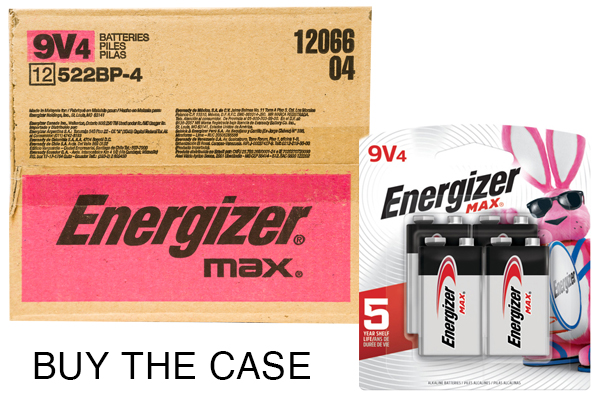 Case of 9 Volt Energizer MAX 522BP-4 Alkaline Batteries (12 Cards of 4)